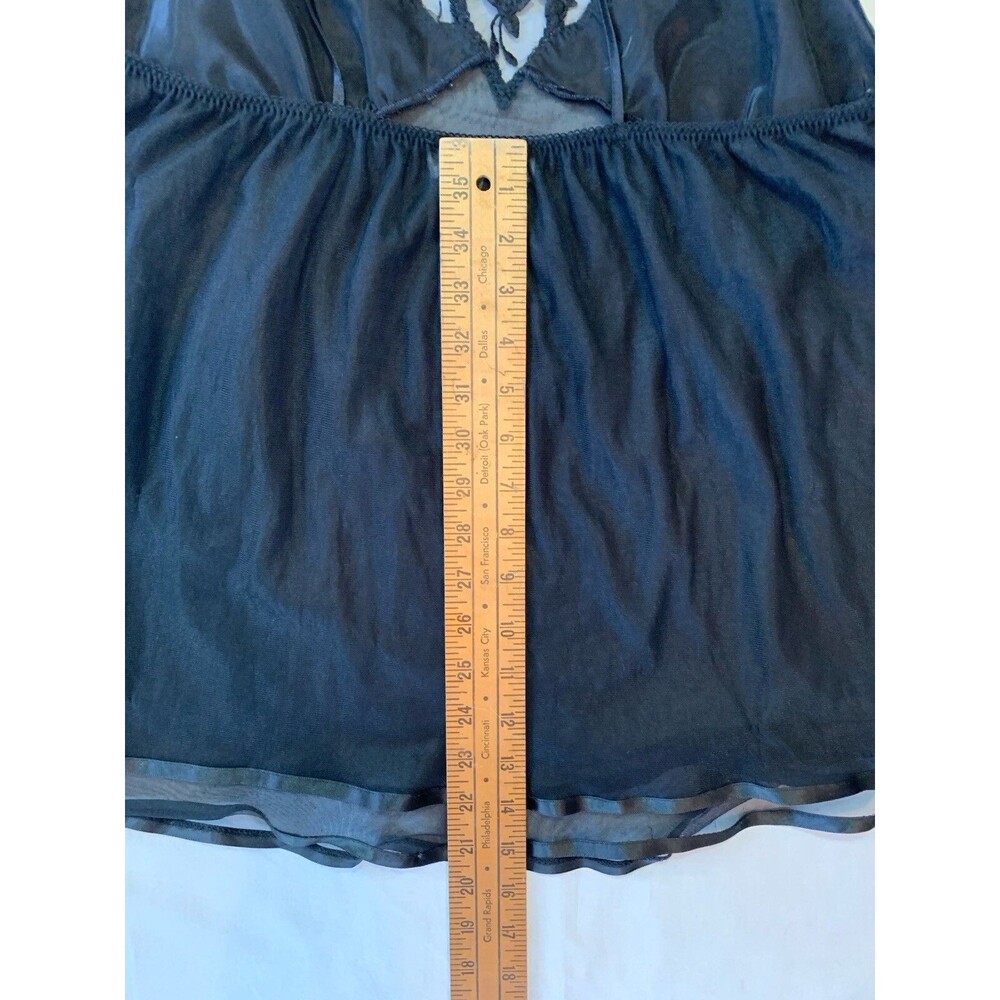 VTG Y2K Cinema Etoile Black Sheer Babydoll Chemise Negligee Medium Sexy Romantic - Picture 9 of 15